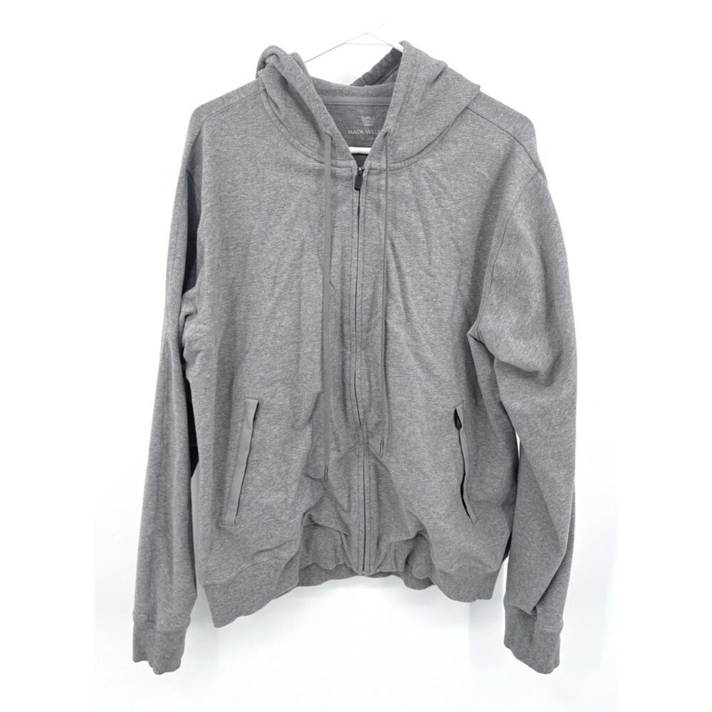 Mack‎ Weldon Hoodie Mens XXL Gray Solid Casual Full Zip Drawstring Soft